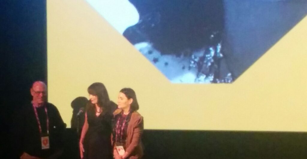 RS Perry on stage at Vancouver Film Festival for the opening of the D=documentary meet Beau Dick